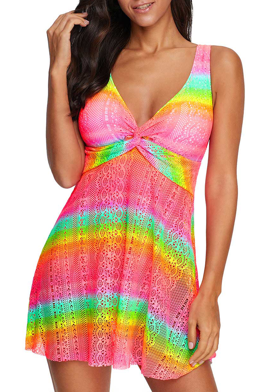 Rose Print Twist Swimdress